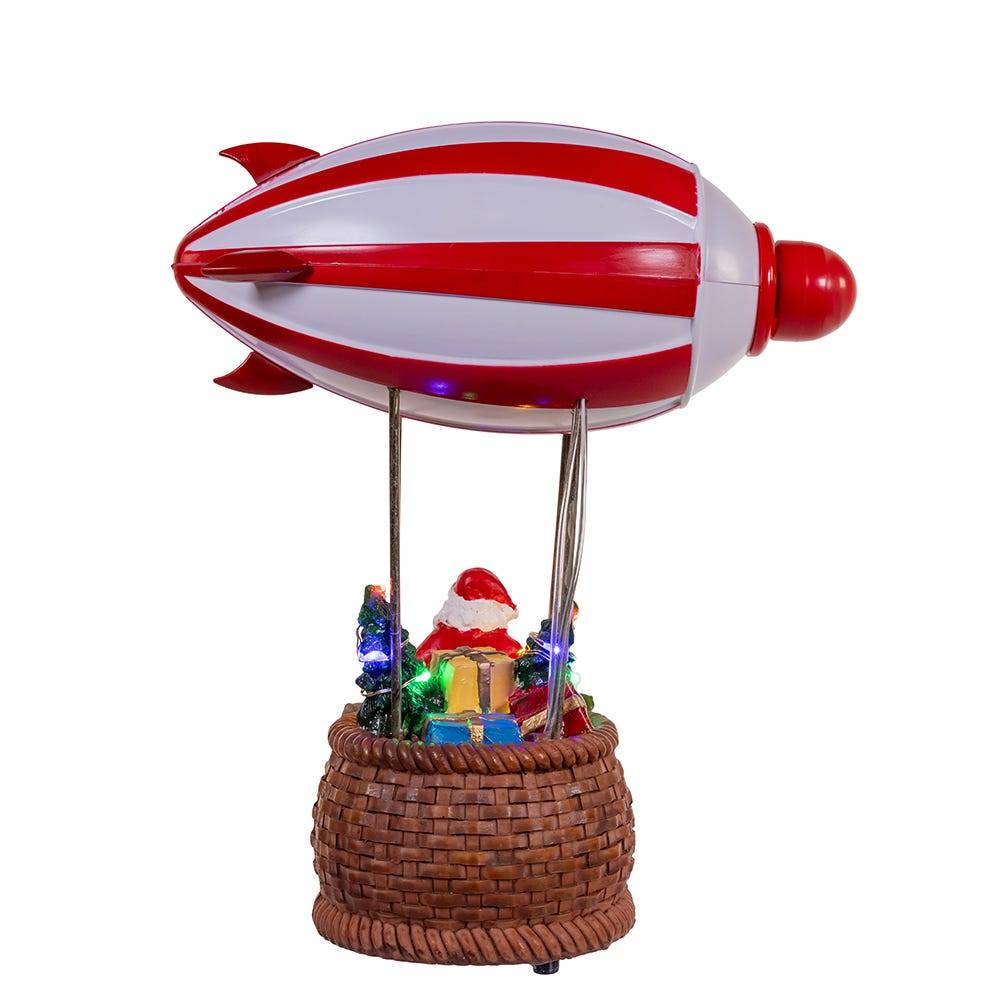 Kurt Adler 8-Inch Battery Operated Musical Santa Hot Air Balloon Table Piece With Digital Propeller