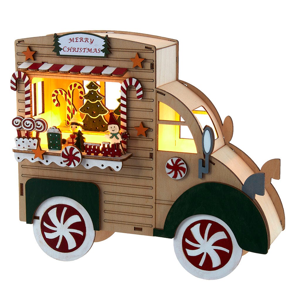 Kurt Adler 10-Inch Battery-Operated Lit Merry Christmas Gingerbread Truck