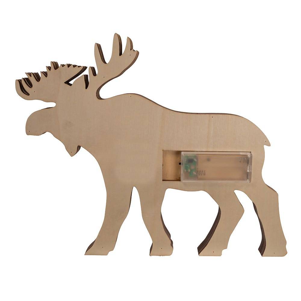 Kurt Adler 12x9.5-Inch Wooden Light-Up Moose Table Piece