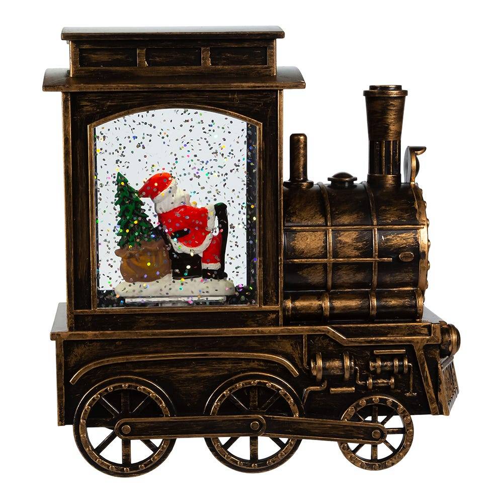 Kurt Adler 7-Inch Battery-Operated Musical with Light Santa Water Train and Projector