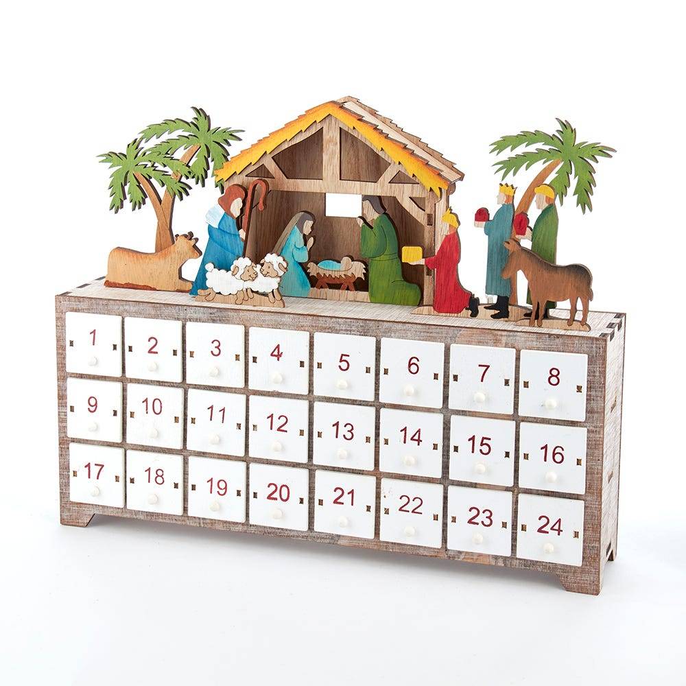 Kurt Adler 10.4-Inch Battery-Operated Light-Up LED Nativity Advent Calendar