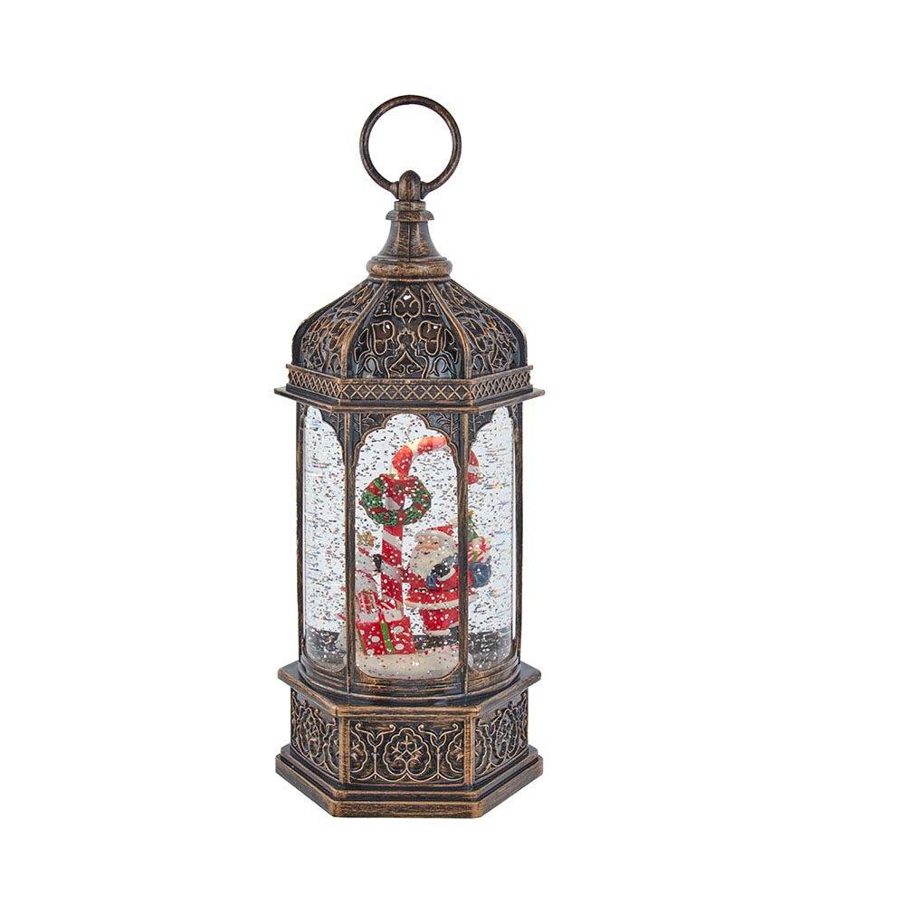 Kurt Adler 11-Inch Battery-Operated Light Up Santa Water Lantern