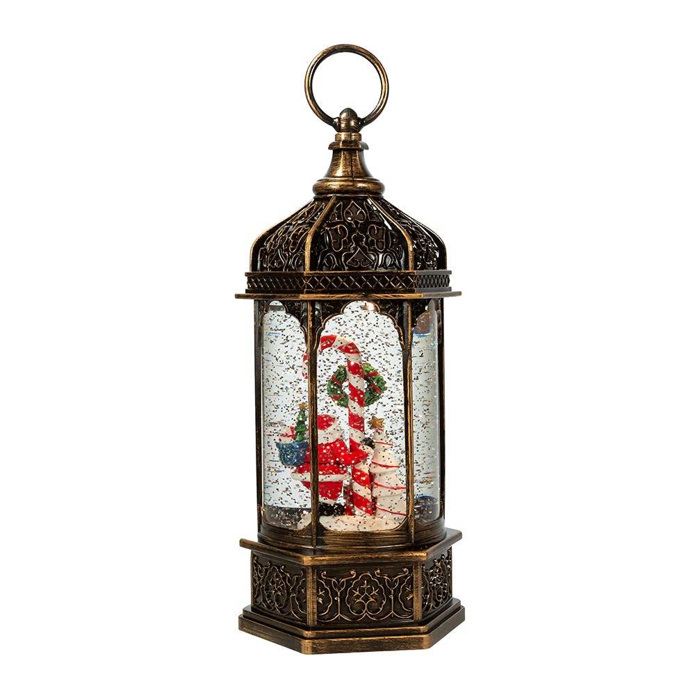 Kurt Adler 11-Inch Battery-Operated Light Up Santa Water Lantern