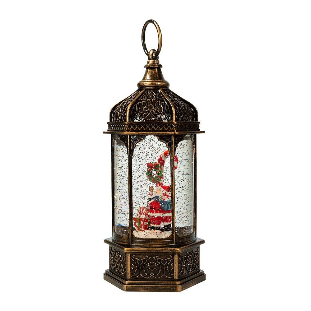 Kurt Adler 11-Inch Battery-Operated Light Up Santa Water Lantern