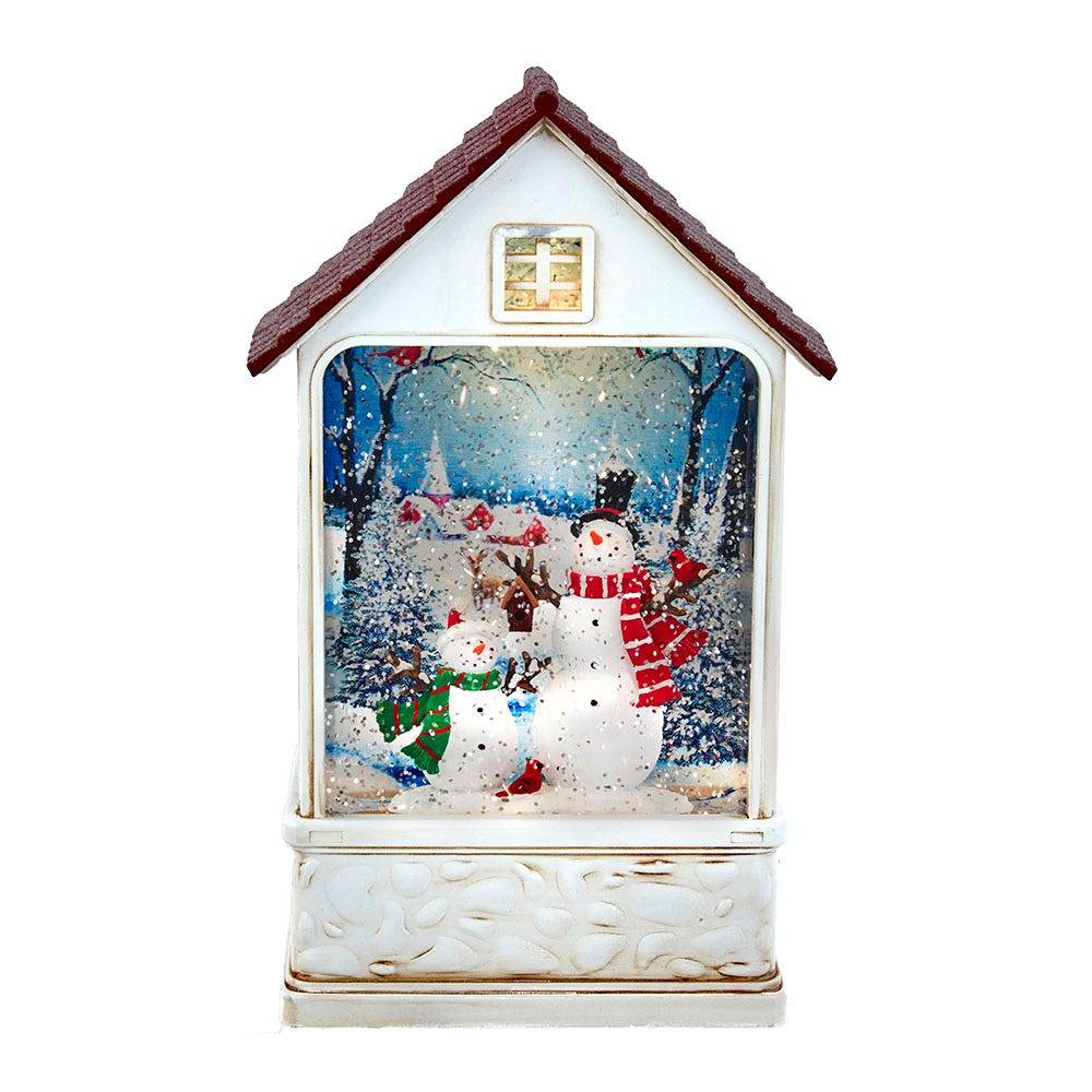 Kurt Adler 9.2-Inch Battery-Operated Lighted Snowman House Water Lantern