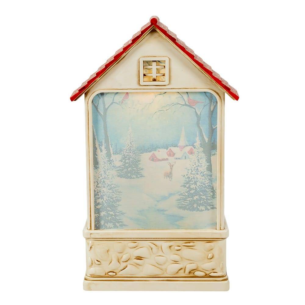 Kurt Adler 9.2-Inch Battery-Operated Lighted Snowman House Water Lantern