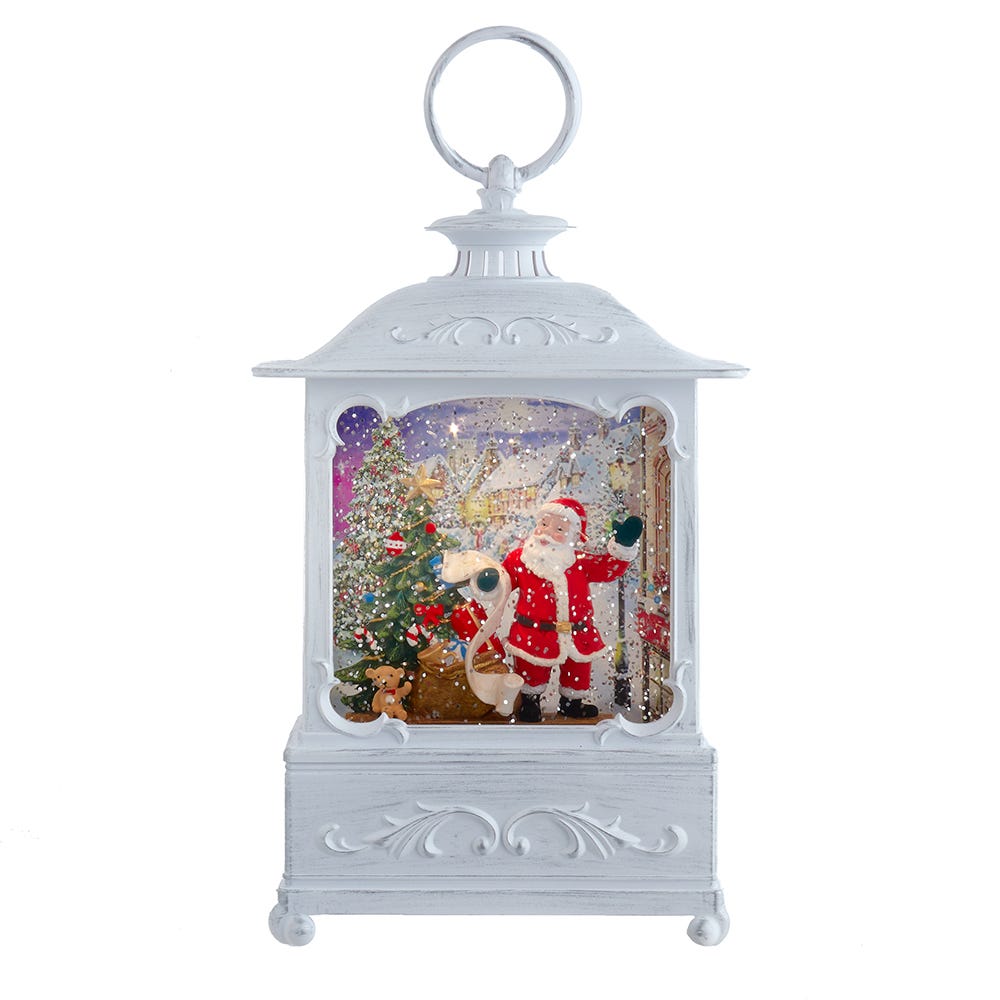 Kurt Adler 10-Inch Battery Operated Warm White LED Lighted Santa With Gifts Lantern