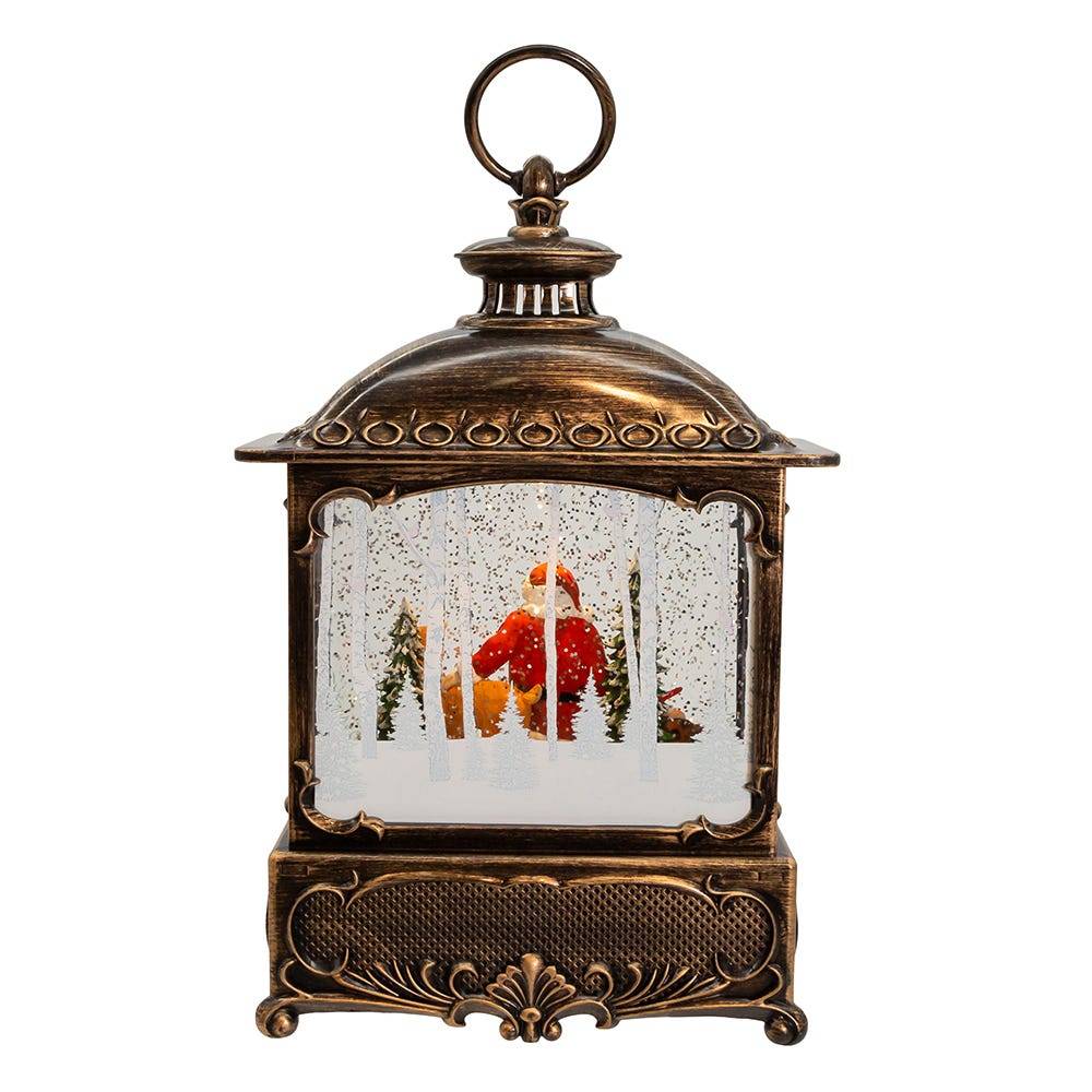 Kurt Adler 12-Inch Battery Operated Warm White LED Lighted Santa With Animals Lantern