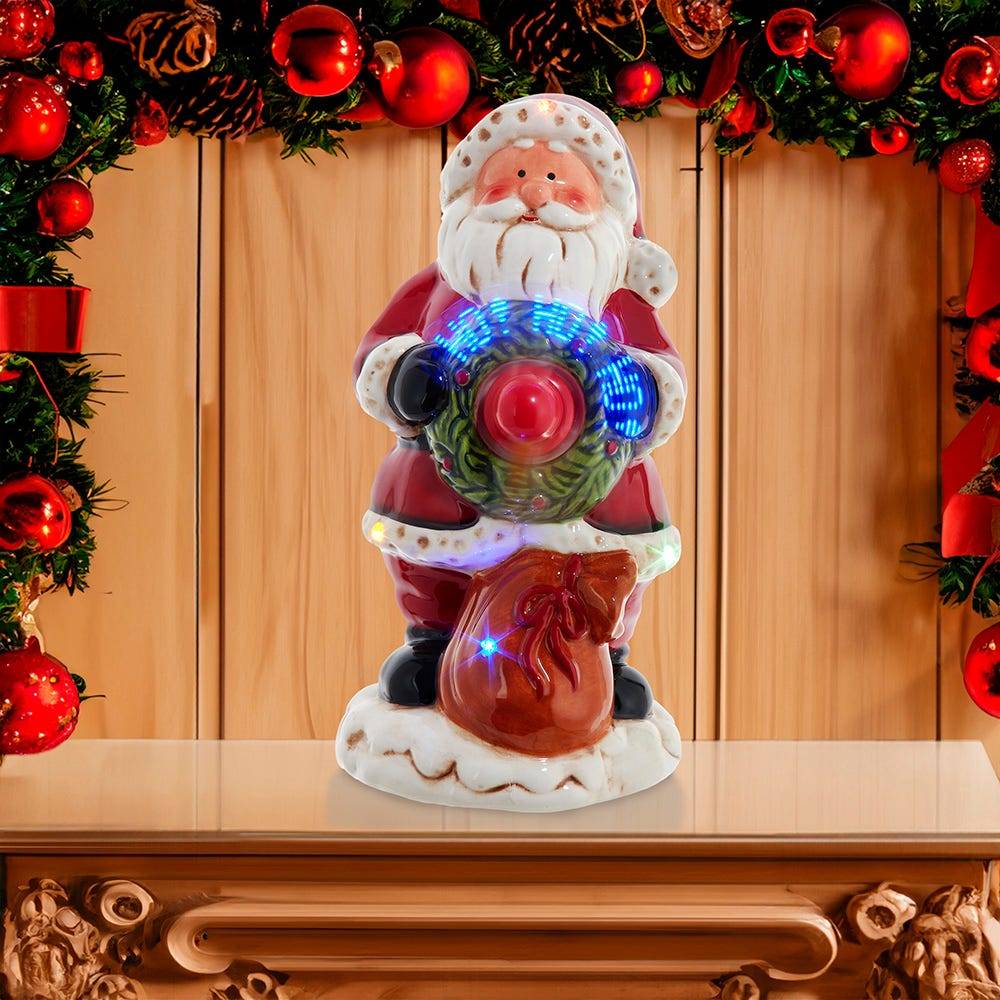 Kurt Adler 10-Inch Battery Operated Musical Santa Table Piece with Digital Propeller