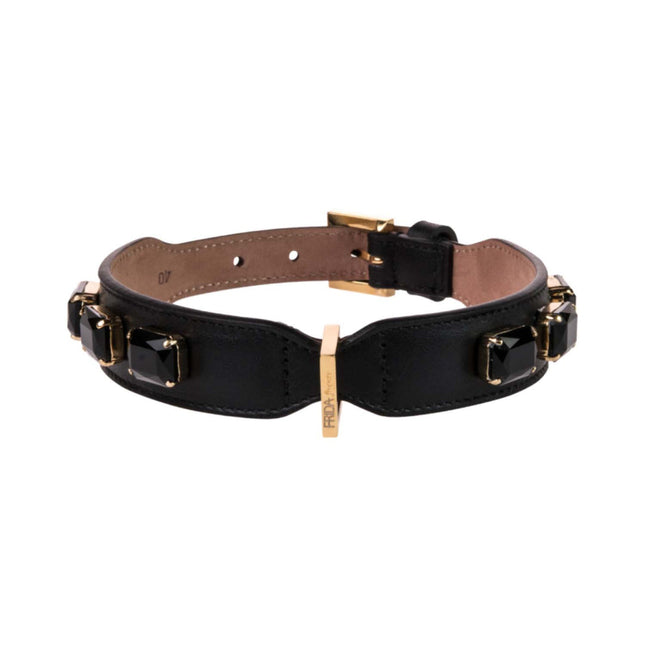 Jewel Collar in Black Leather