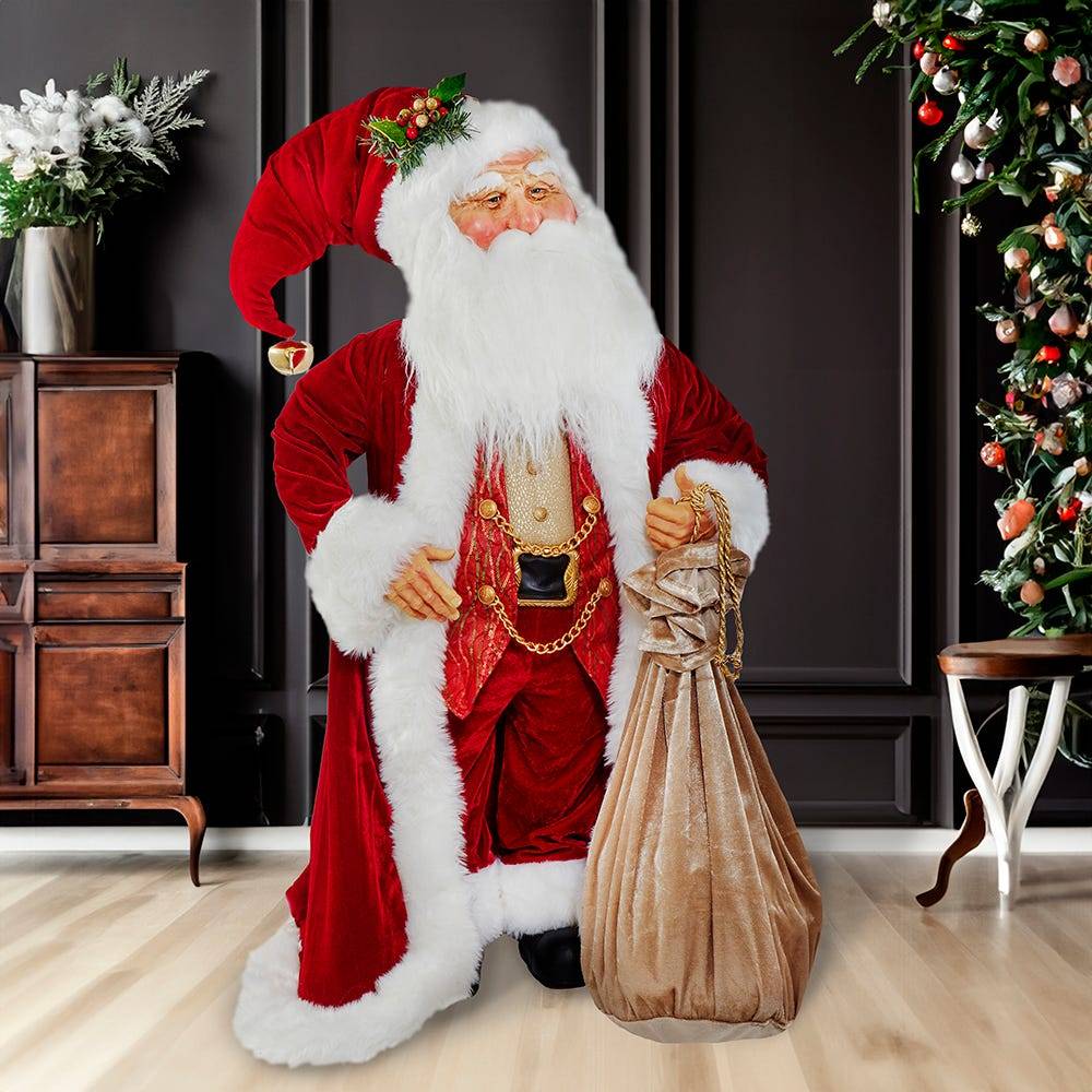 Kurt Adler 40-Inch Jacqueline Kent Traditional Santa With Bag