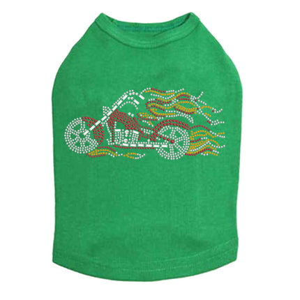 Motorcycle - Red with Flames - Dog Tank