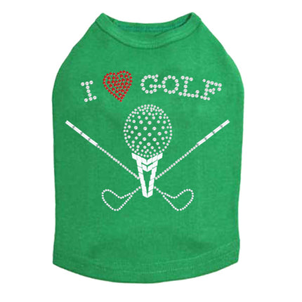 I Love Golf (Large) - Dog Tank