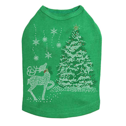 Christmas Tree with Reindeer - Dog Tank