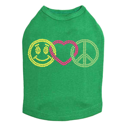 Smiley Face, Love, Peace - Dog Tank