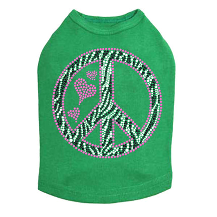 Peace Sign (Pink & Zebra Print) - Dog Tank