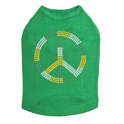 Peace Sign (Green, Gold, & Clear) - Dog Tank