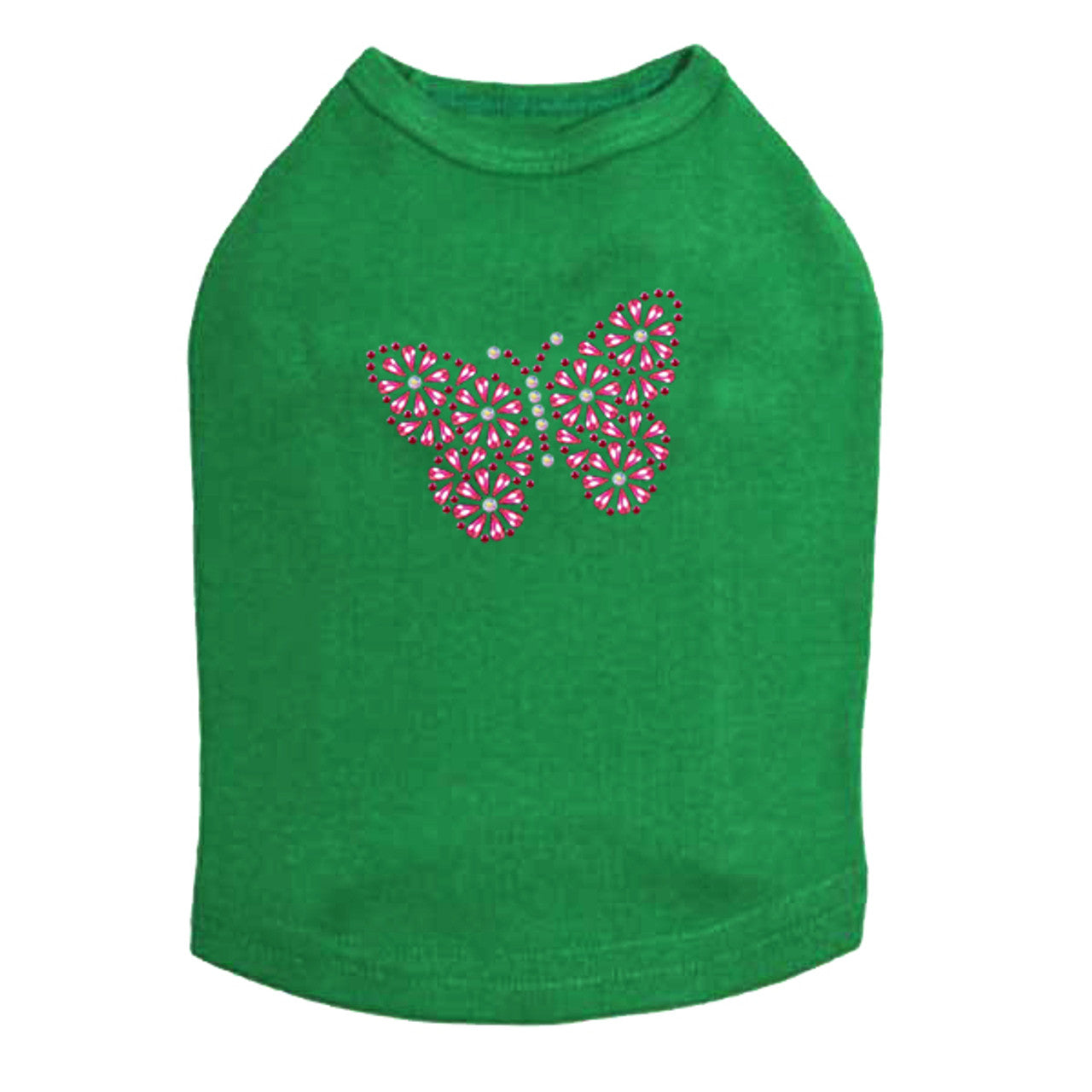 Pink Nailhead Butterfly - Dog Tank Kelly Green