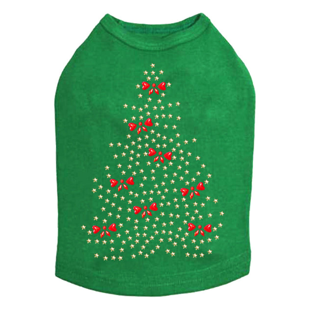 Gold Christmas Tree with Red Bows - Dog Tank