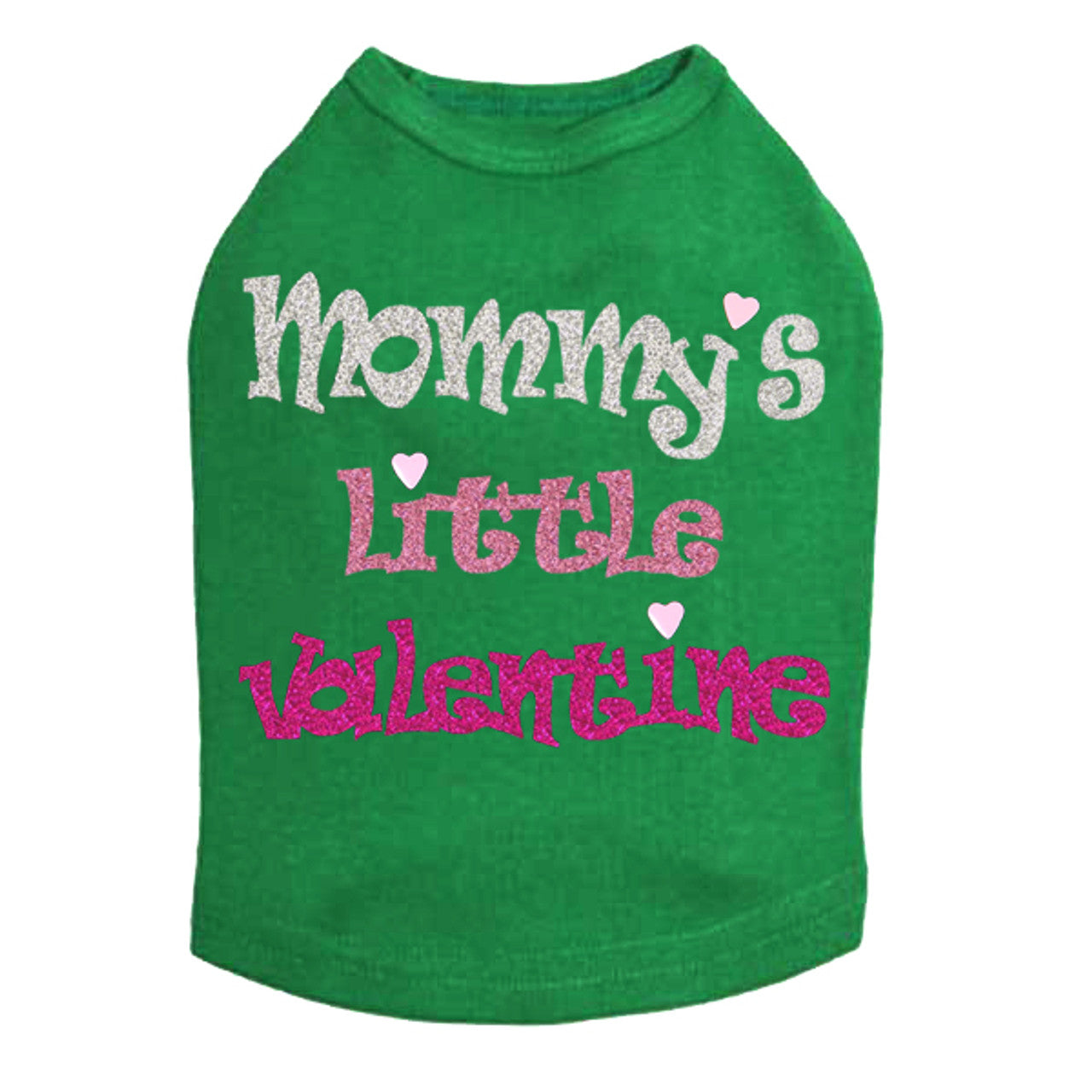 Mommy's Little Valentine - Dog Tank Kelly Green