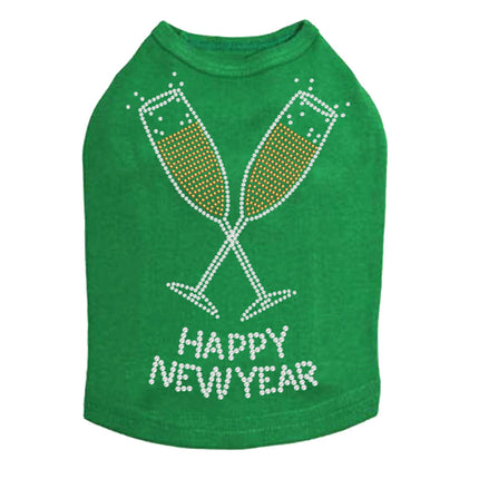 Happy New Year Champagne Glasses - Dog Tank