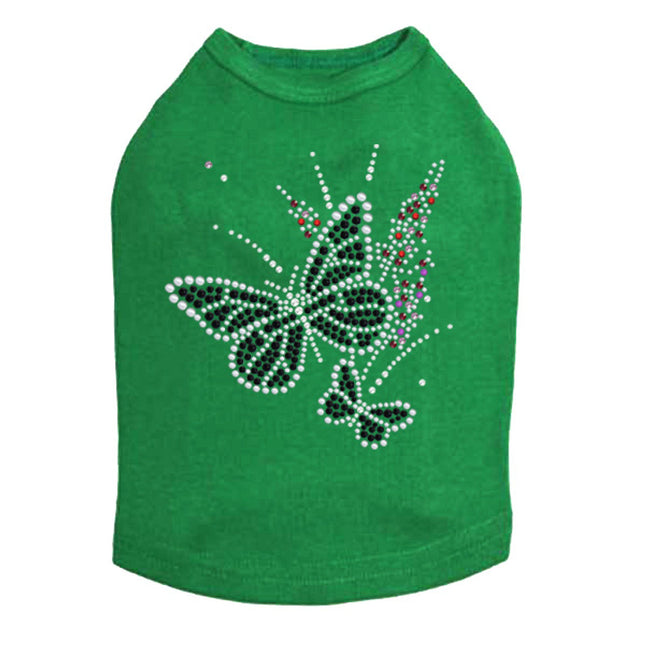 Black Butterfly with Flowers - Dog Tank