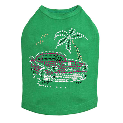 Car with Palm Tree (Pink) - Dog Tank