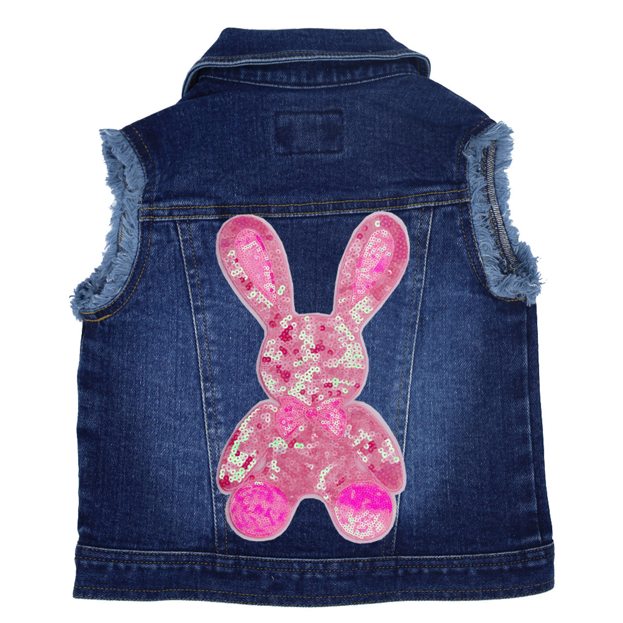 Big Pink Bunny Kids Denim Vest