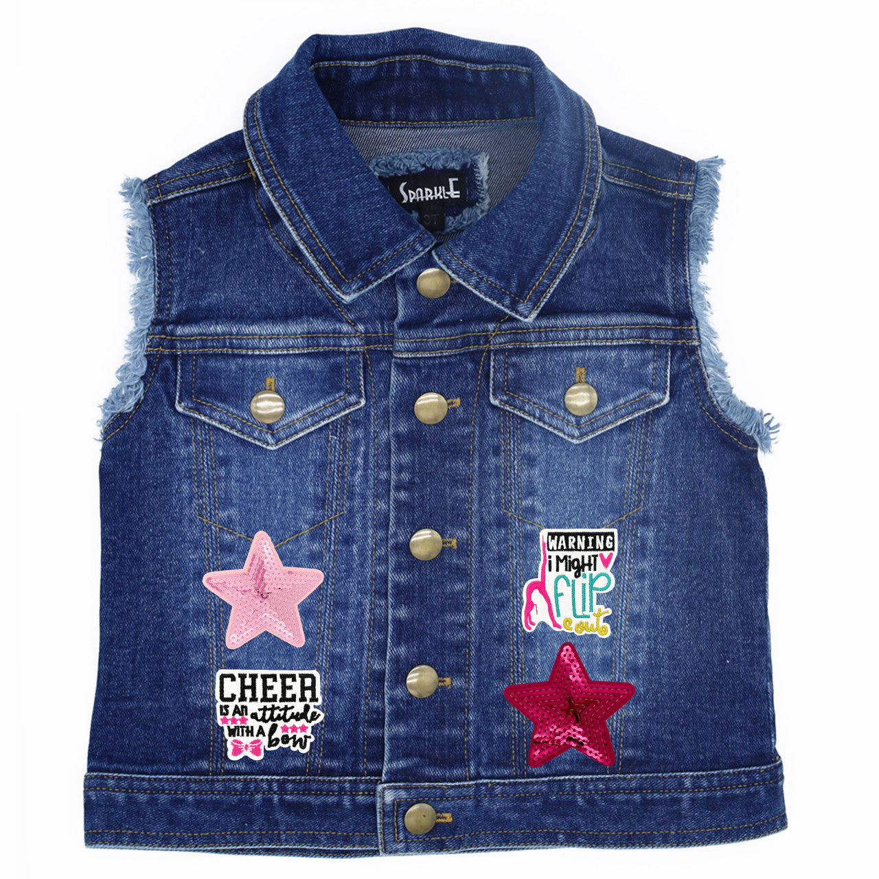 Cheer with Megaphone & Poms - Kids Denim Vest