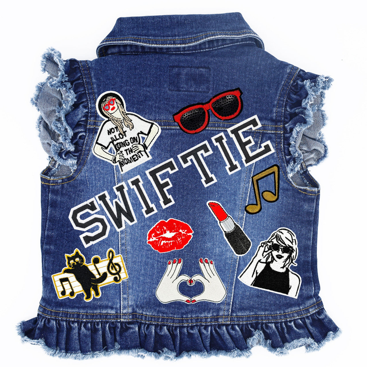 Swiftie Inspired Kids Denim Vest Blue Denim with Ruffles