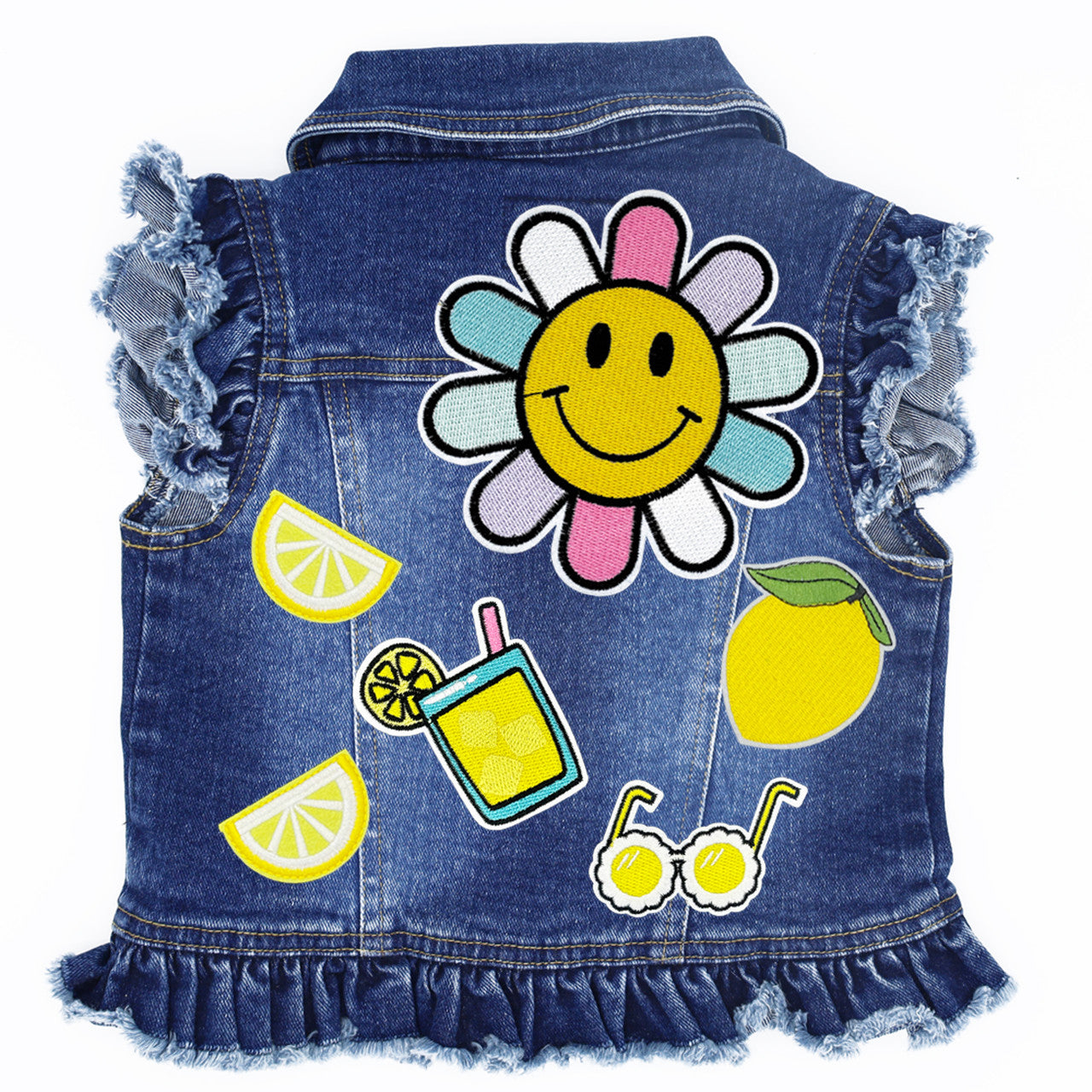 Lemonade Kids Denim Vest Blue Denim with Ruffles