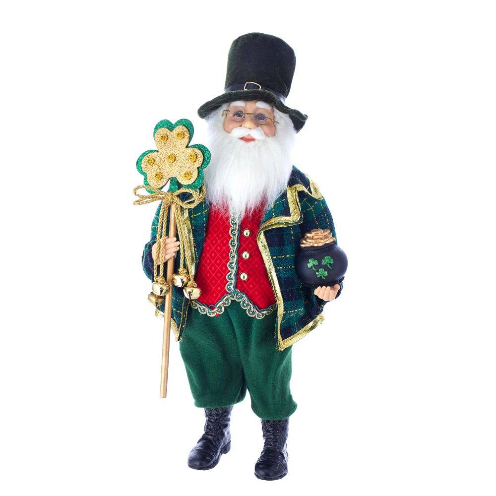 Kurt Adler 18-inch Kringle Klaus Irish Santa White Staff