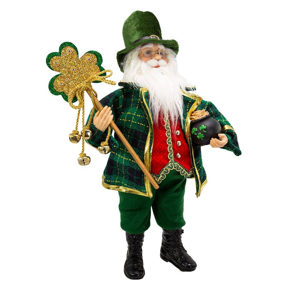 Kurt Adler 18-inch Kringle Klaus Irish Santa White Staff