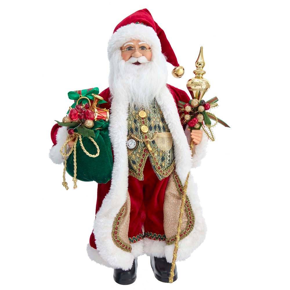 Kurt Adler 17-Inch Kringle Klaus Elegant Santa with Staff and Bag of Gifts