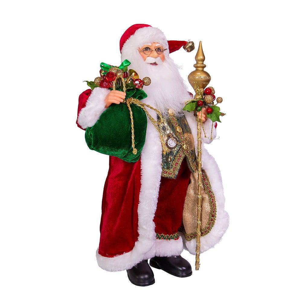 Kurt Adler 17-Inch Kringle Klaus Elegant Santa with Staff and Bag of Gifts