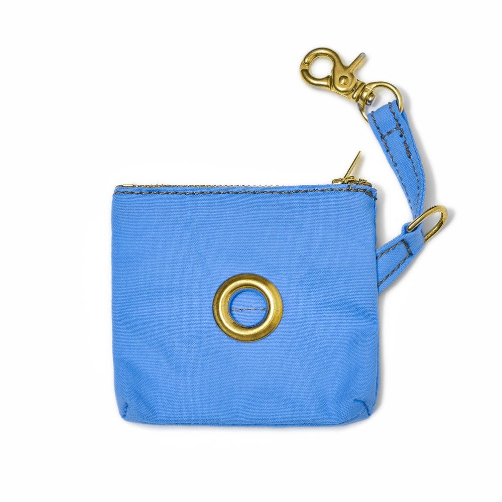 Light Blue Waxed Canvas Poop Bag Pouch