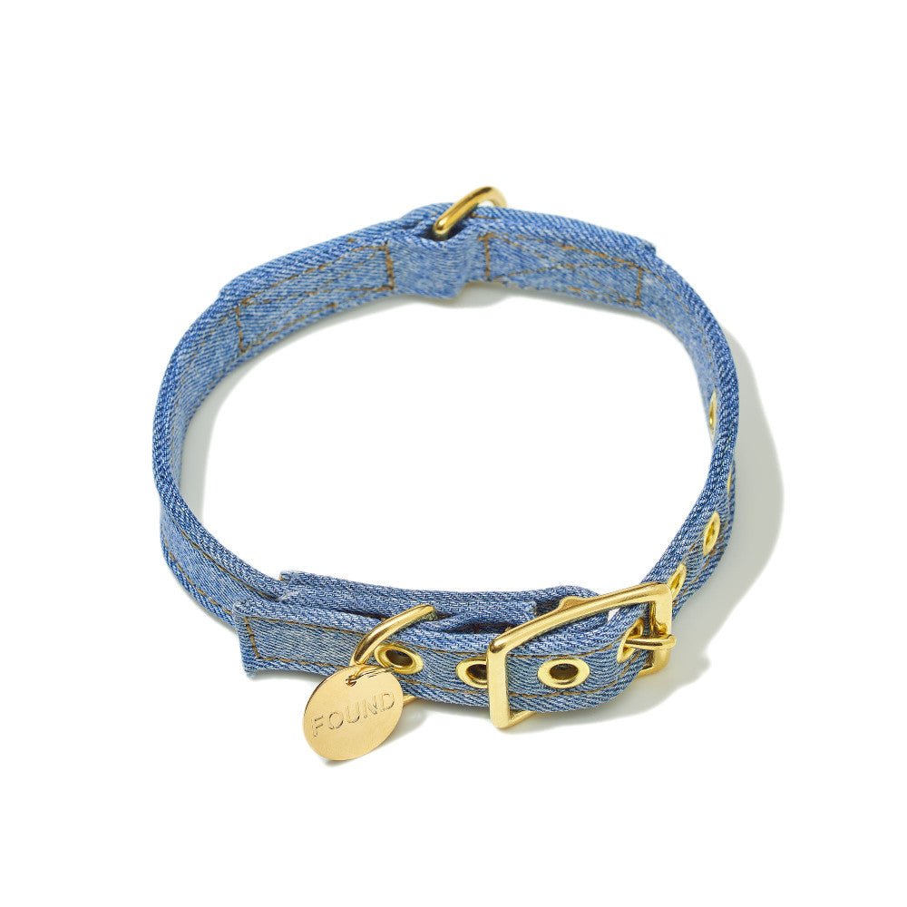 Light Denim Canvas Cat & Dog Collar