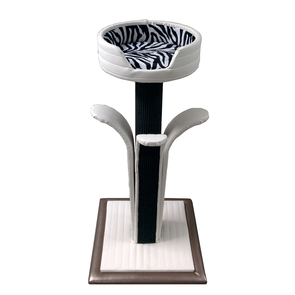 Lily 2 Flower Cat Tower Ivory Zebra