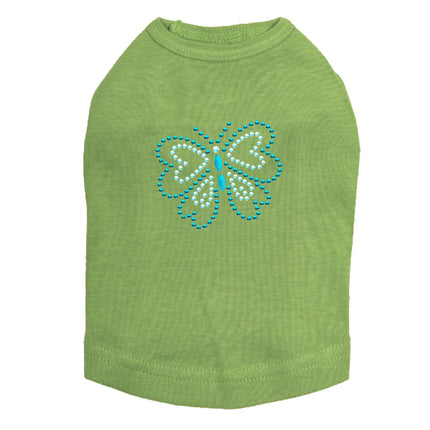 Blue Rhinestud Butterfly - Dog Tank