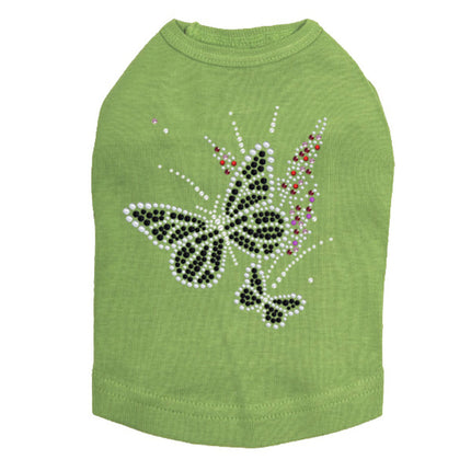 Black Butterfly with Flowers - Dog Tank