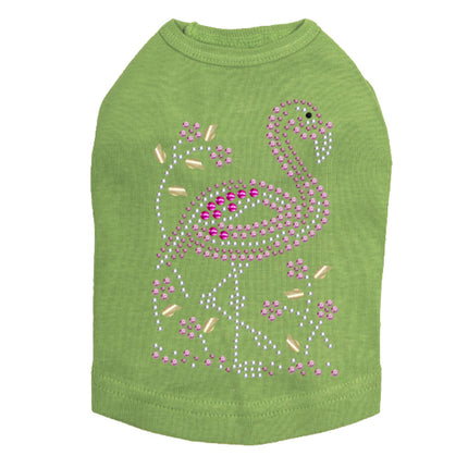 Pink Flamingo with Nailhead Flowers - Dog Tank