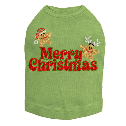 Merry Christmas Glitter Stars - Dog Tank