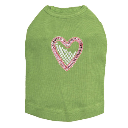 Pink Sequin & Rhinestone Heart - Dog Tank