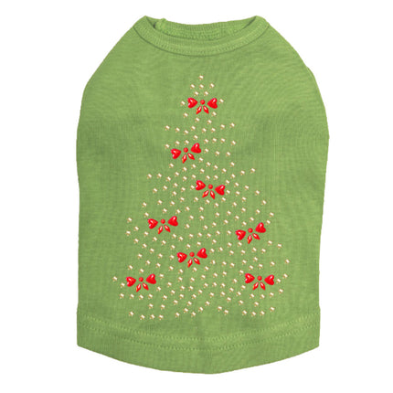 Gold Christmas Tree with Red Bows - Dog Tank