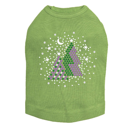 Purple & Green Christmas Trees with Snowflakes - Dog Tank