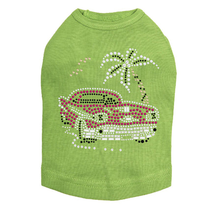 Car with Palm Tree (Pink) - Dog Tank