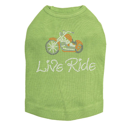 Live - Ride - Orange Motorcycle - Dog Tank