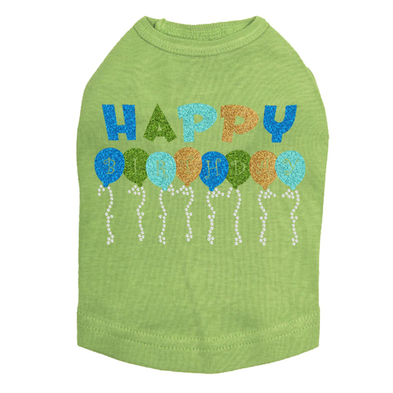 Happy Birthday Balloons (Blue) - Dog Tank