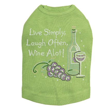 Wine Bottle, Glass & Grapes - Live Simply... - Dog Tank