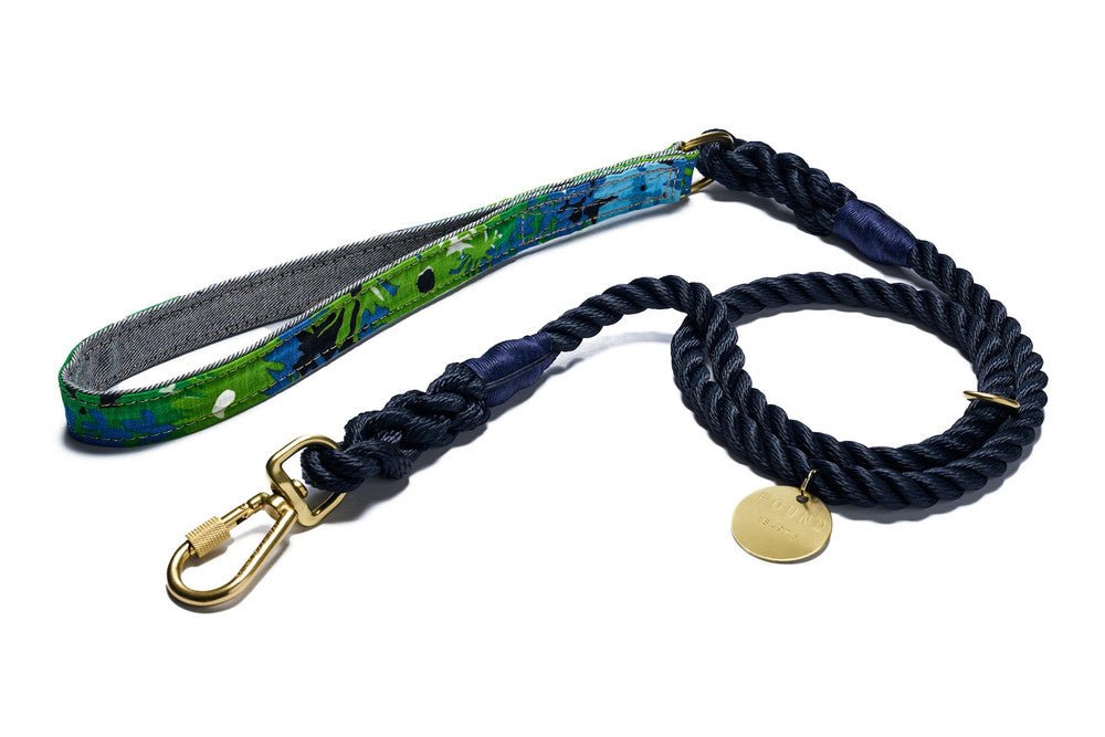 Limited Edition Vintage Floral Dog Leash, Blue